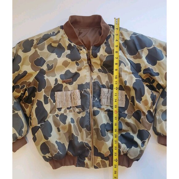 VTG Columbia Hunting Bomber Puffer Jacket Size Medium Reversible Duck Camo Brown - Picture 8 of 11